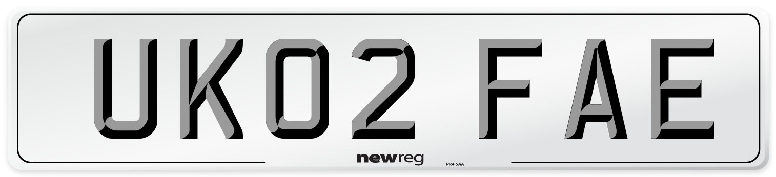 UK02 FAE Number Plate from New Reg
